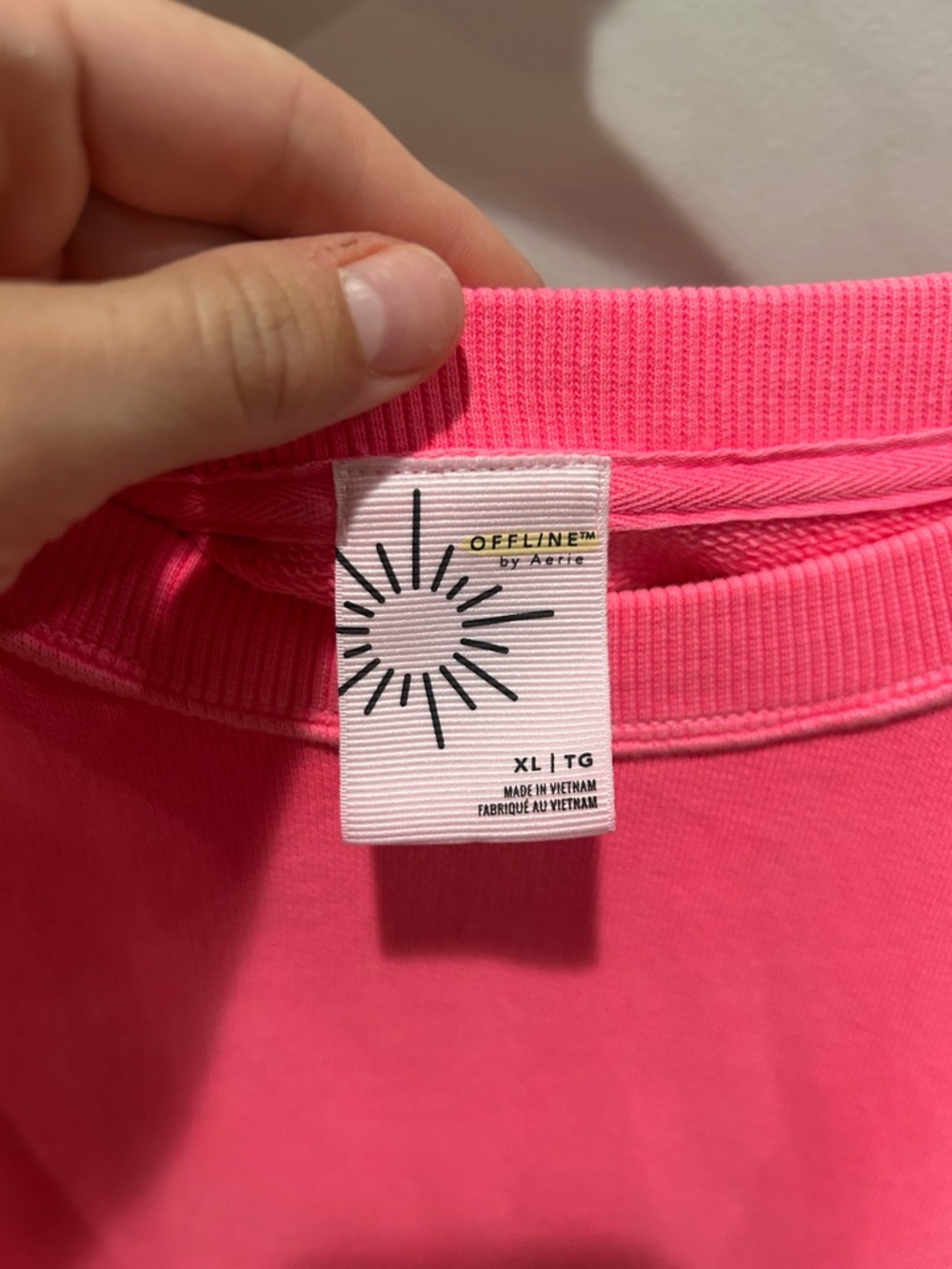 OFFLINE by Aerie Neon Pink Pullover Sweatshirt Crew Neck Long Sleeve XL - Picture 2 of 3